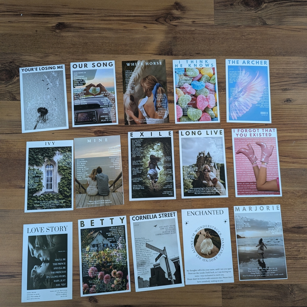 New Taylor Swift Themed Collage Poster/Bookmarks Set